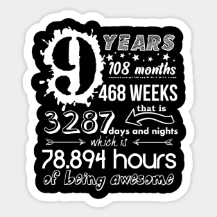 9 Years Old Funny 9th Birthday Girl Boy Gift 108 Month Sticker